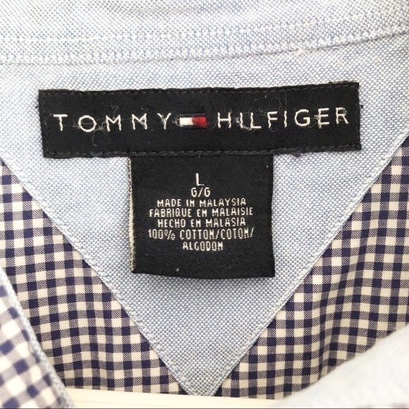 Tommy Hilfiger Short Sleeve Button Down Shirt Blue Large - Picture 2 of 6